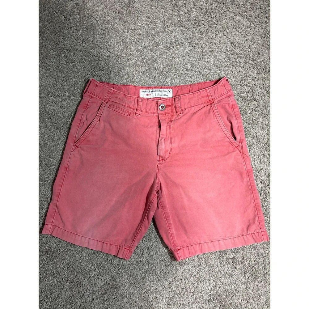 American Eagle Outfitters Prep Shorts Mens 33 Salmon Pink Coral Cotton Casual